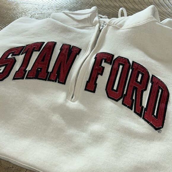 STANFORD🏫🌲HalfZip PullOverPatch HoodieKangaroo🦘Pockets The Wind of Freedom Blows - Picture 15 of 16